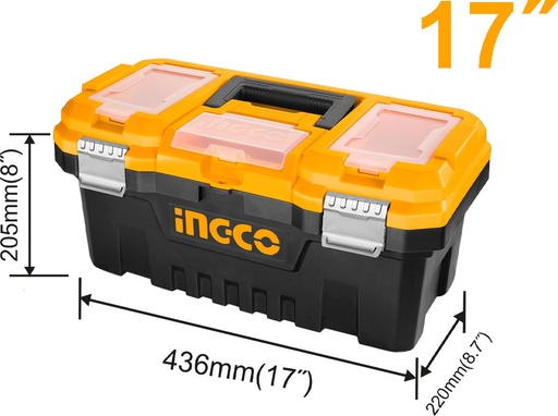 [PBX1702] INGECO  BOÎTE À OUTILS PVC CHARNIÈRES MÉTAL 17"